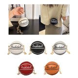 Maxbell Basketball Shaped Purse Casual Mini Round Ball Bag for Street Work Commuting White