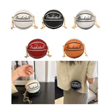 Maxbell Basketball Shaped Purse Casual Mini Round Ball Bag for Street Work Commuting White