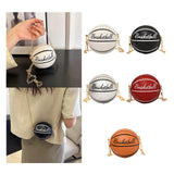 Maxbell Basketball Shaped Purse Casual Mini Round Ball Bag for Street Work Commuting White