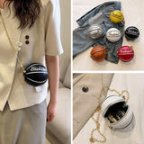 Maxbell Basketball Shaped Purse Casual Mini Round Ball Bag for Street Work Commuting White