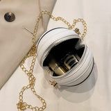 Maxbell Basketball Shaped Purse Casual Mini Round Ball Bag for Street Work Commuting White