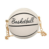 Maxbell Basketball Shaped Purse Casual Mini Round Ball Bag for Street Work Commuting White