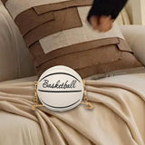 Maxbell Basketball Shaped Purse Casual Mini Round Ball Bag for Street Work Commuting White