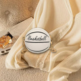 Maxbell Basketball Shaped Purse Casual Mini Round Ball Bag for Street Work Commuting White