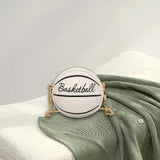 Maxbell Basketball Shaped Purse Casual Mini Round Ball Bag for Street Work Commuting White