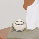 Maxbell Basketball Shaped Purse Casual Mini Round Ball Bag for Street Work Commuting White