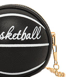 Maxbell Basketball Shaped Purse Casual Mini Round Ball Bag for Street Work Commuting black
