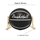 Maxbell Basketball Shaped Purse Casual Mini Round Ball Bag for Street Work Commuting black