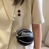 Maxbell Basketball Shaped Purse Casual Mini Round Ball Bag for Street Work Commuting black