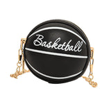 Maxbell Basketball Shaped Purse Casual Mini Round Ball Bag for Street Work Commuting black