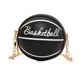 Maxbell Basketball Shaped Purse Casual Mini Round Ball Bag for Street Work Commuting black