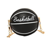 Maxbell Basketball Shaped Purse Casual Mini Round Ball Bag for Street Work Commuting black