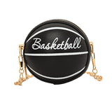 Maxbell Basketball Shaped Purse Casual Mini Round Ball Bag for Street Work Commuting black