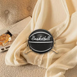 Maxbell Basketball Shaped Purse Casual Mini Round Ball Bag for Street Work Commuting black