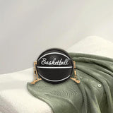 Maxbell Basketball Shaped Purse Casual Mini Round Ball Bag for Street Work Commuting black