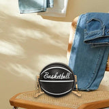 Maxbell Basketball Shaped Purse Casual Mini Round Ball Bag for Street Work Commuting black