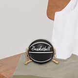 Maxbell Basketball Shaped Purse Casual Mini Round Ball Bag for Street Work Commuting black
