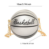 Maxbell Basketball Shaped Purse Casual Mini Round Ball Bag for Street Work Commuting Argent