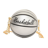 Maxbell Basketball Shaped Purse Casual Mini Round Ball Bag for Street Work Commuting Argent