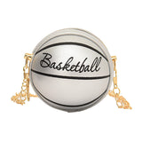 Maxbell Basketball Shaped Purse Casual Mini Round Ball Bag for Street Work Commuting Argent