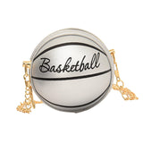Maxbell Basketball Shaped Purse Casual Mini Round Ball Bag for Street Work Commuting Argent