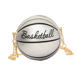 Maxbell Basketball Shaped Purse Casual Mini Round Ball Bag for Street Work Commuting Argent
