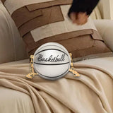 Maxbell Basketball Shaped Purse Casual Mini Round Ball Bag for Street Work Commuting Argent