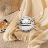 Maxbell Basketball Shaped Purse Casual Mini Round Ball Bag for Street Work Commuting Argent