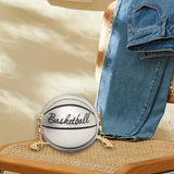 Maxbell Basketball Shaped Purse Casual Mini Round Ball Bag for Street Work Commuting Argent