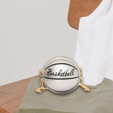 Maxbell Basketball Shaped Purse Casual Mini Round Ball Bag for Street Work Commuting Argent