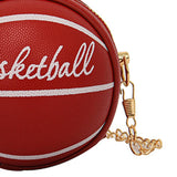 Maxbell Basketball Shaped Purse Casual Mini Round Ball Bag for Street Work Commuting red