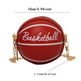 Maxbell Basketball Shaped Purse Casual Mini Round Ball Bag for Street Work Commuting red
