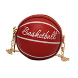 Maxbell Basketball Shaped Purse Casual Mini Round Ball Bag for Street Work Commuting red