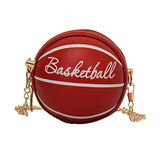 Maxbell Basketball Shaped Purse Casual Mini Round Ball Bag for Street Work Commuting red