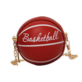Maxbell Basketball Shaped Purse Casual Mini Round Ball Bag for Street Work Commuting red