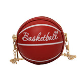 Maxbell Basketball Shaped Purse Casual Mini Round Ball Bag for Street Work Commuting red