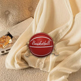 Maxbell Basketball Shaped Purse Casual Mini Round Ball Bag for Street Work Commuting red