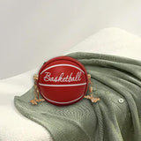 Maxbell Basketball Shaped Purse Casual Mini Round Ball Bag for Street Work Commuting red