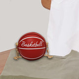 Maxbell Basketball Shaped Purse Casual Mini Round Ball Bag for Street Work Commuting red