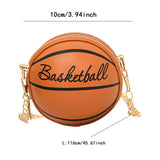 Maxbell Basketball Shaped Purse Casual Mini Round Ball Bag for Street Work Commuting brown