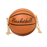 Maxbell Basketball Shaped Purse Casual Mini Round Ball Bag for Street Work Commuting brown