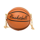 Maxbell Basketball Shaped Purse Casual Mini Round Ball Bag for Street Work Commuting brown