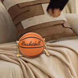 Maxbell Basketball Shaped Purse Casual Mini Round Ball Bag for Street Work Commuting brown