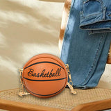 Maxbell Basketball Shaped Purse Casual Mini Round Ball Bag for Street Work Commuting brown