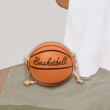 Maxbell Basketball Shaped Purse Casual Mini Round Ball Bag for Street Work Commuting brown