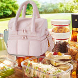 Maxbell Lunch Box Versatile Portable Cooler Handbag for Boys Girls Camping Traveling Pink