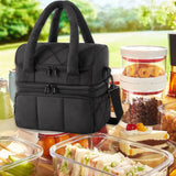 Maxbell Lunch Box Versatile Portable Cooler Handbag for Boys Girls Camping Traveling Black