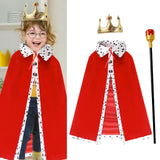 Maxbell King Robe Crown Costume Set with Stick Medieval King Costume for Teen Red