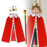 Maxbell King Robe Crown Costume Set with Stick Medieval King Costume for Teen Red