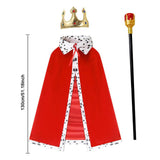Maxbell King Robe Crown Costume Set with Stick Medieval King Costume for Teen Red